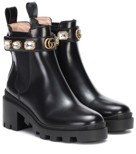 gucci black leather ankle boots.